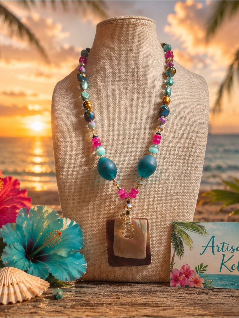 Mother of Pearl Beach Oasis with cedar cigar box